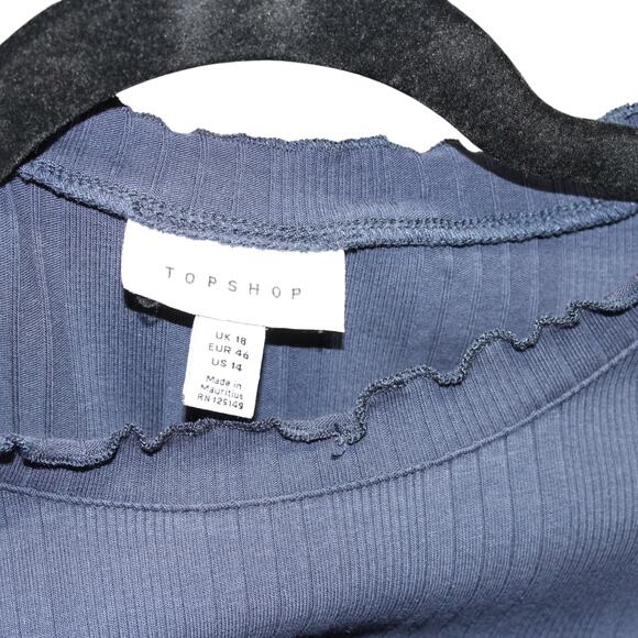 Topshop Nordstrom Ribbed Lettuce Trim Tee Size 14 - Picture 3 of 5